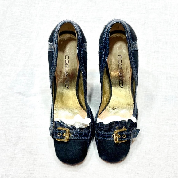 DSQUARED2 - Pony & Alligator 4.5" Heels - Navy - Size 37 - Picture 6 of 8